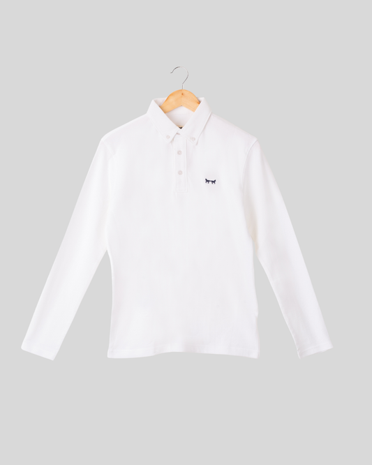 Polo Blanco Manga Larga