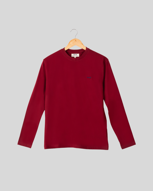 Camiseta Pima Manga Larga Burgundy
