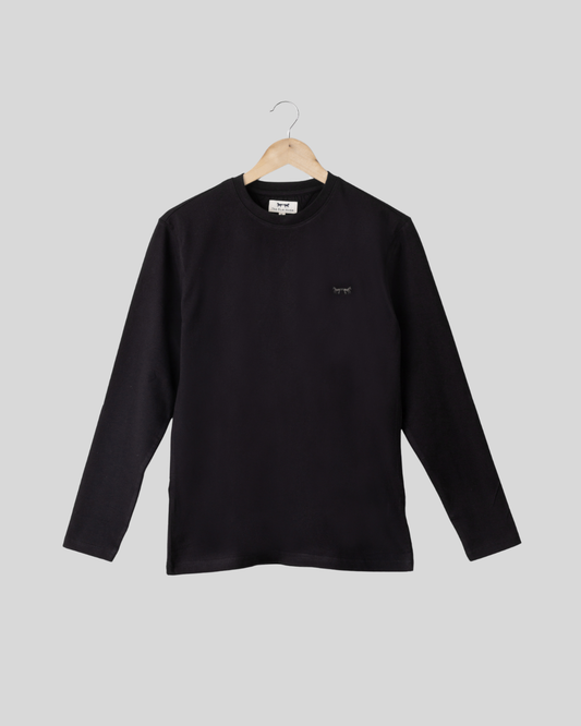 Camiseta Pima Manga Larga Negra