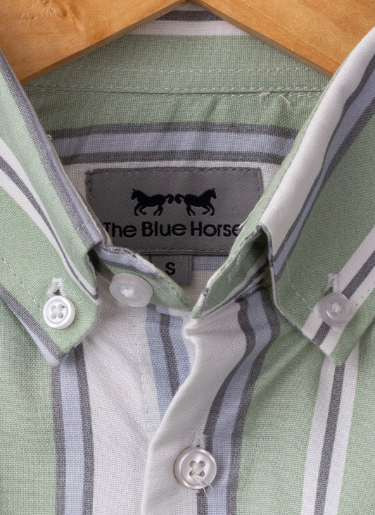 White & Green Oxford Rayas