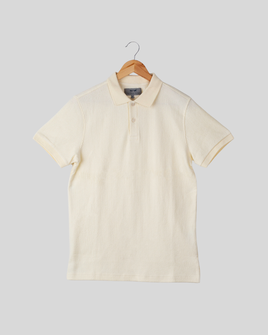 Medio Blanco Jacquard Manga Corta