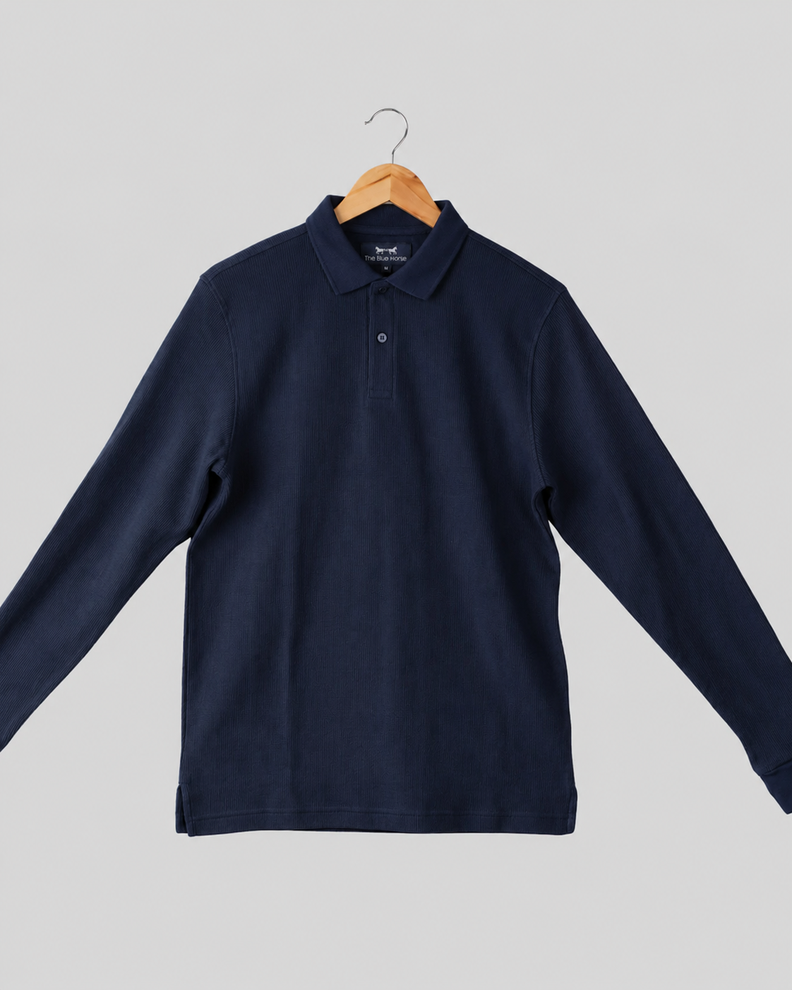 Polo Manga Larga Jacquard Azul