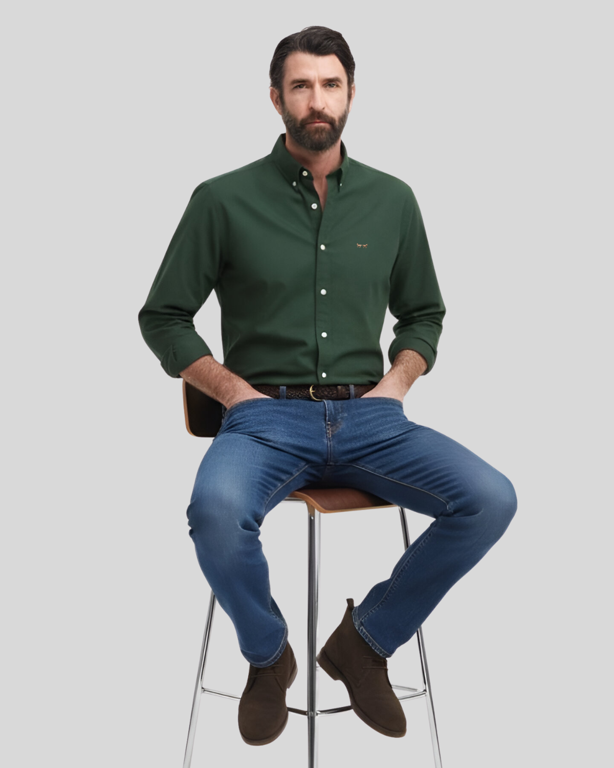 Camisa Oxford Verde Olivo