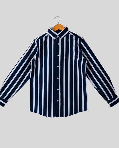Camisa Oxford Azul Oscuro Rayas