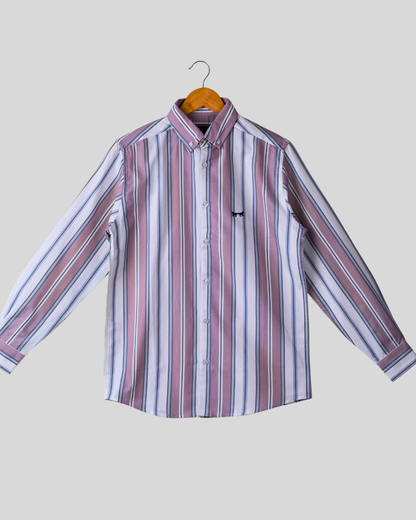 Camisa Oxford Rosado & Azul Rayas