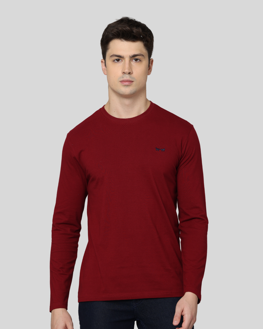 Camiseta Pima Manga Larga Burgundy