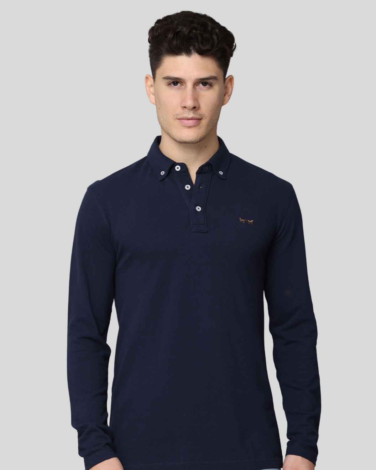 Polo Manga Larga Azul Oscuro