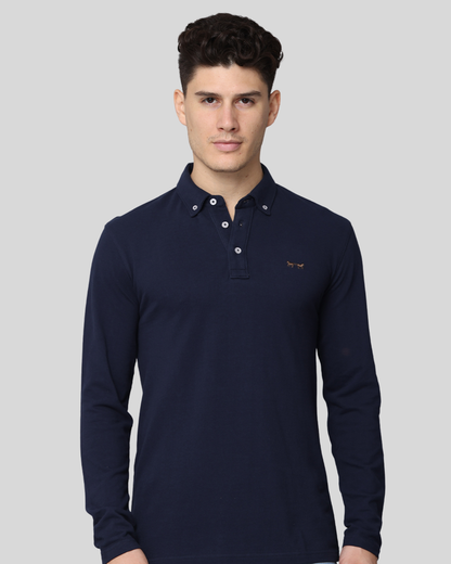 Polo Manga Larga Azul Oscuro