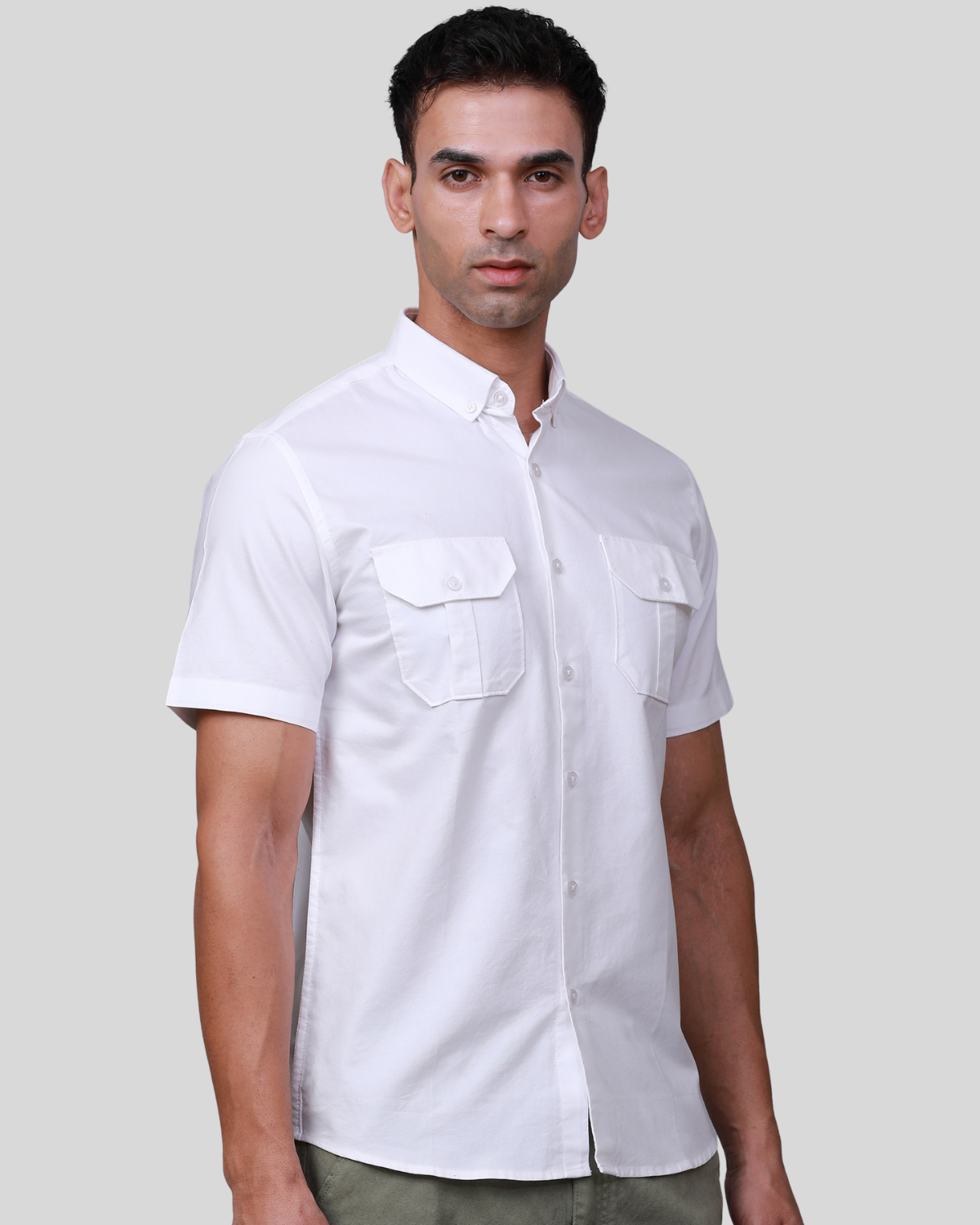 Camisa Oxford Manga Corta Blanco