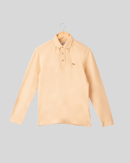 Polo Manga Larga Beige