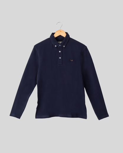 Polo Manga Larga Azul Oscuro