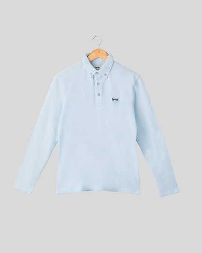 Polo Manga Larga Azul