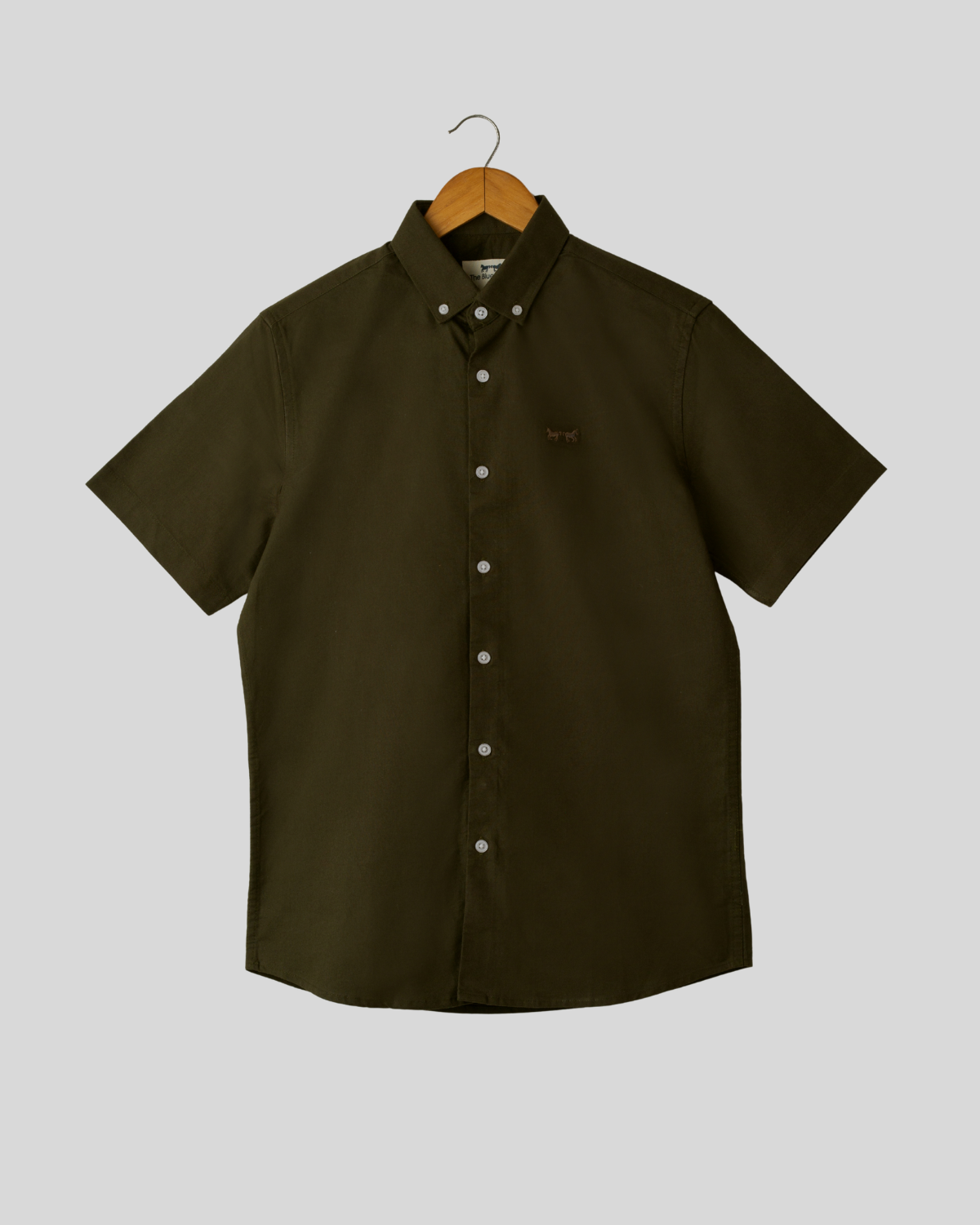Camisa Oxford Manga Corta Verde Militar