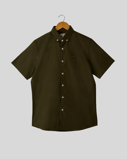 Camisa Oxford Manga Corta Verde Militar