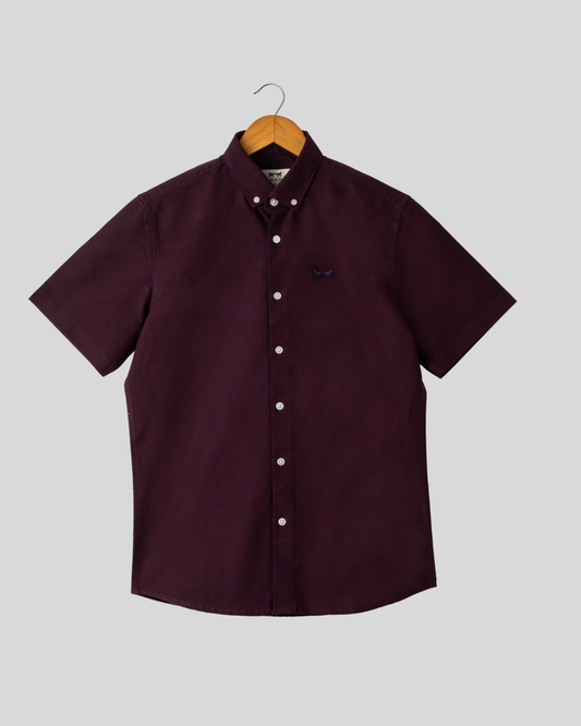 Camisa Vino Oxford Managa Corta