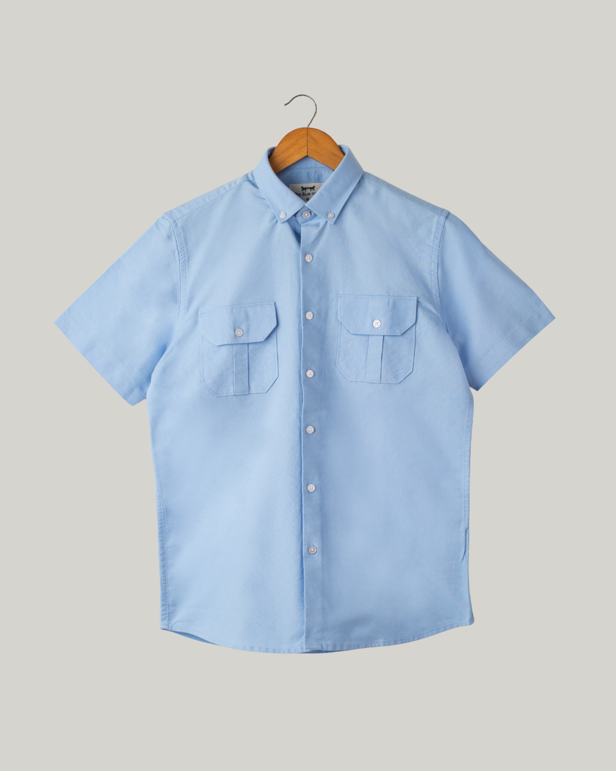 Camisa Oxford Manga Corta Azul Claro