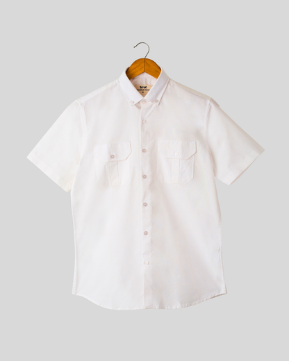 Camisa Oxford Manga Corta Blanco