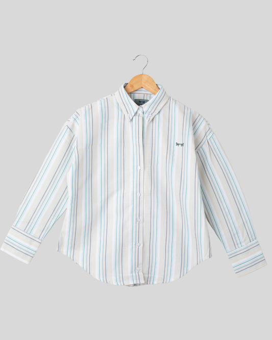 Camisa Rayas Amarillas y Verde Mujer