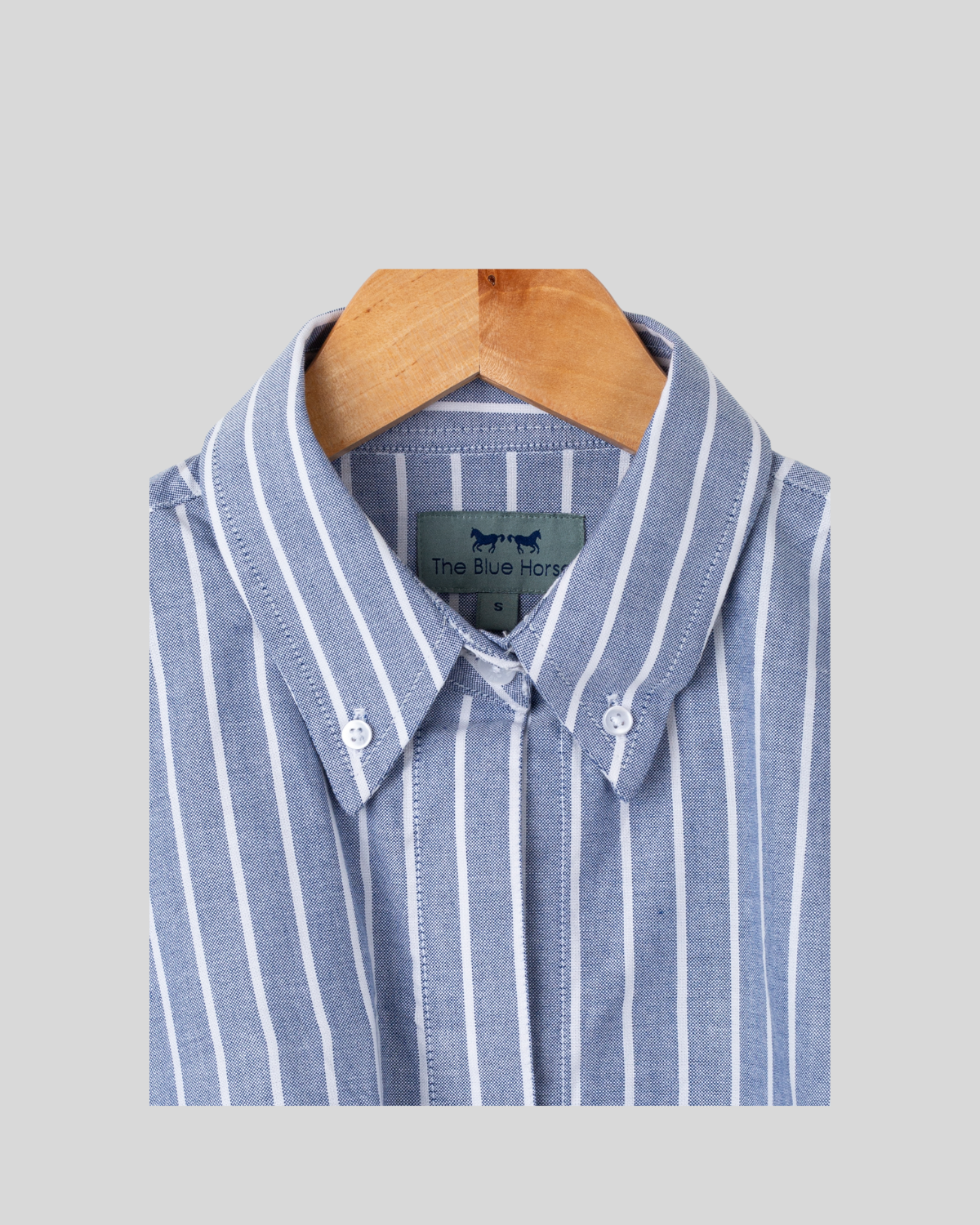Camisa Azul y Rayas Blancas Mujer