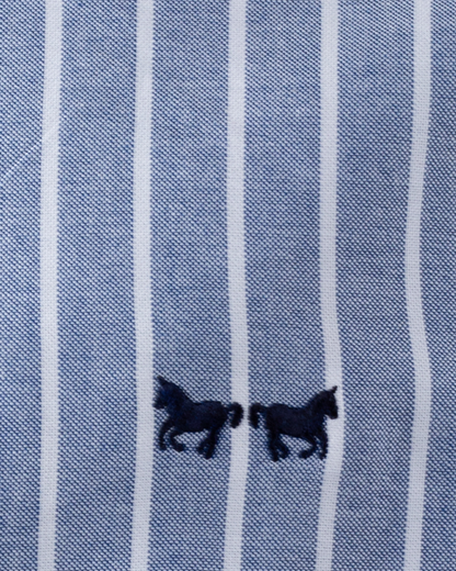 Camisa Azul y Rayas Blancas Mujer