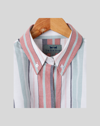 Camisa Rayas Rojas Y Azules Mujer