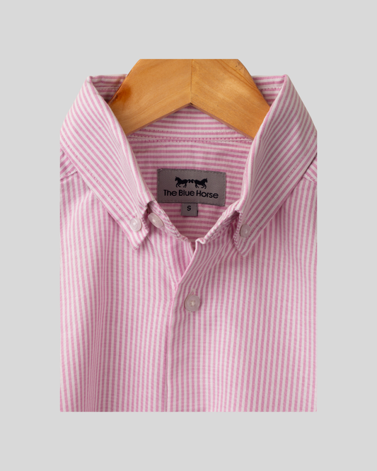 Camisa Oxford Rayas Rosa Claro