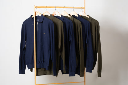 Suéter Halfzip Jacquard Azul Oscuro