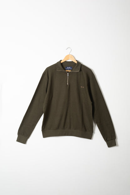 Suéter Halfzip Jacquard Verde Oliva