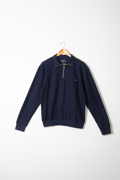 Suéter Halfzip Jacquard Azul Oscuro