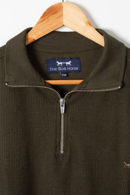 Suéter Halfzip Jacquard Verde Oliva