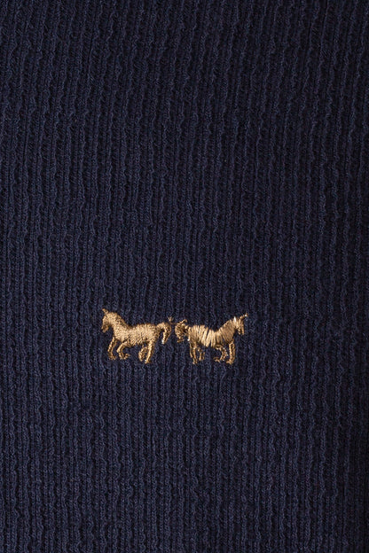 Suéter Halfzip Jacquard Azul Oscuro