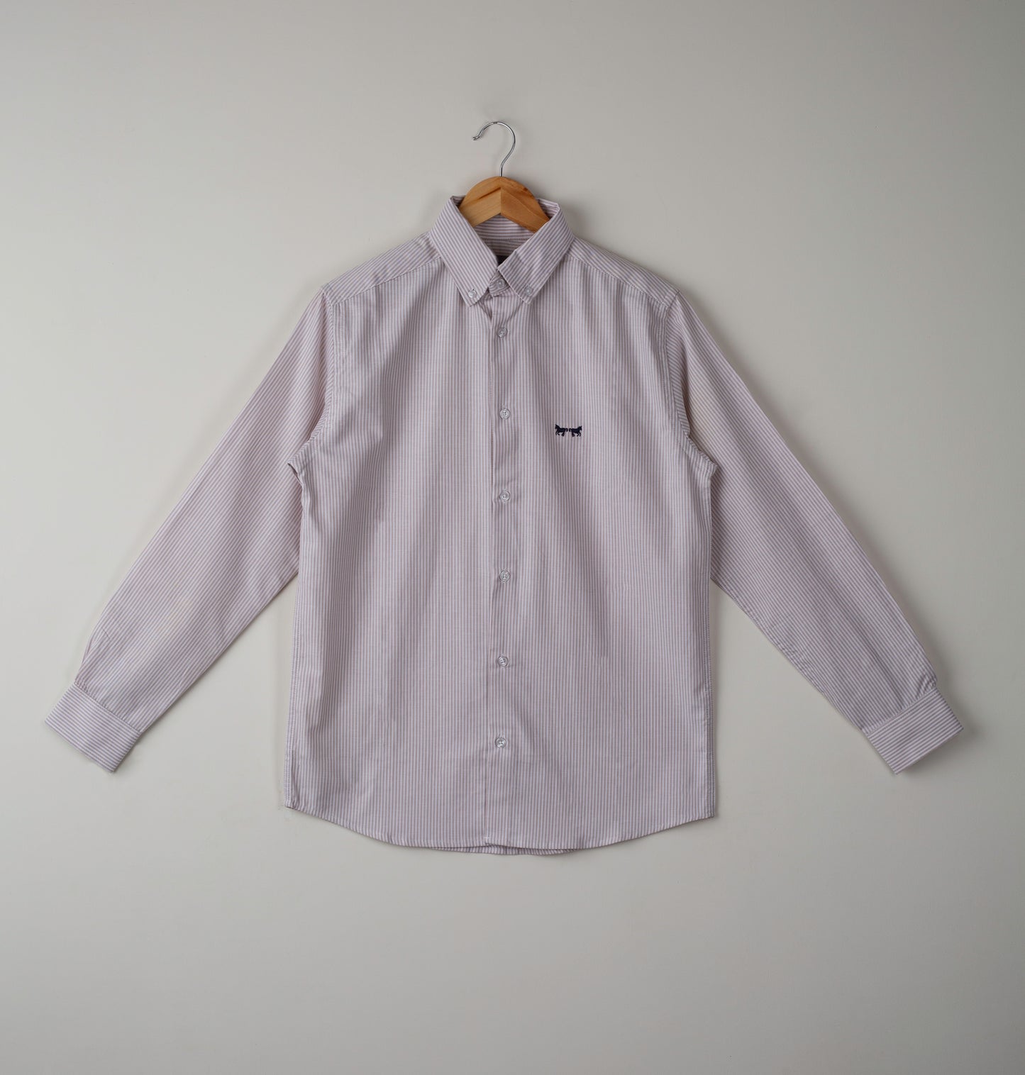 Camisa Oxford Rayas Café Camello