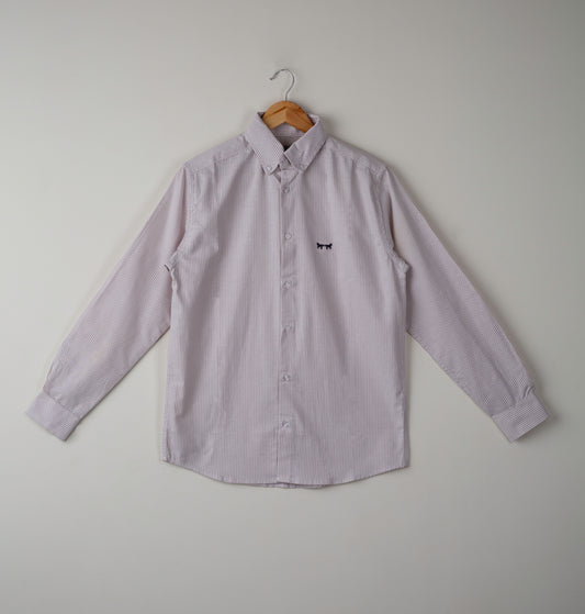 Camisa Oxford Rayas Café Camello
