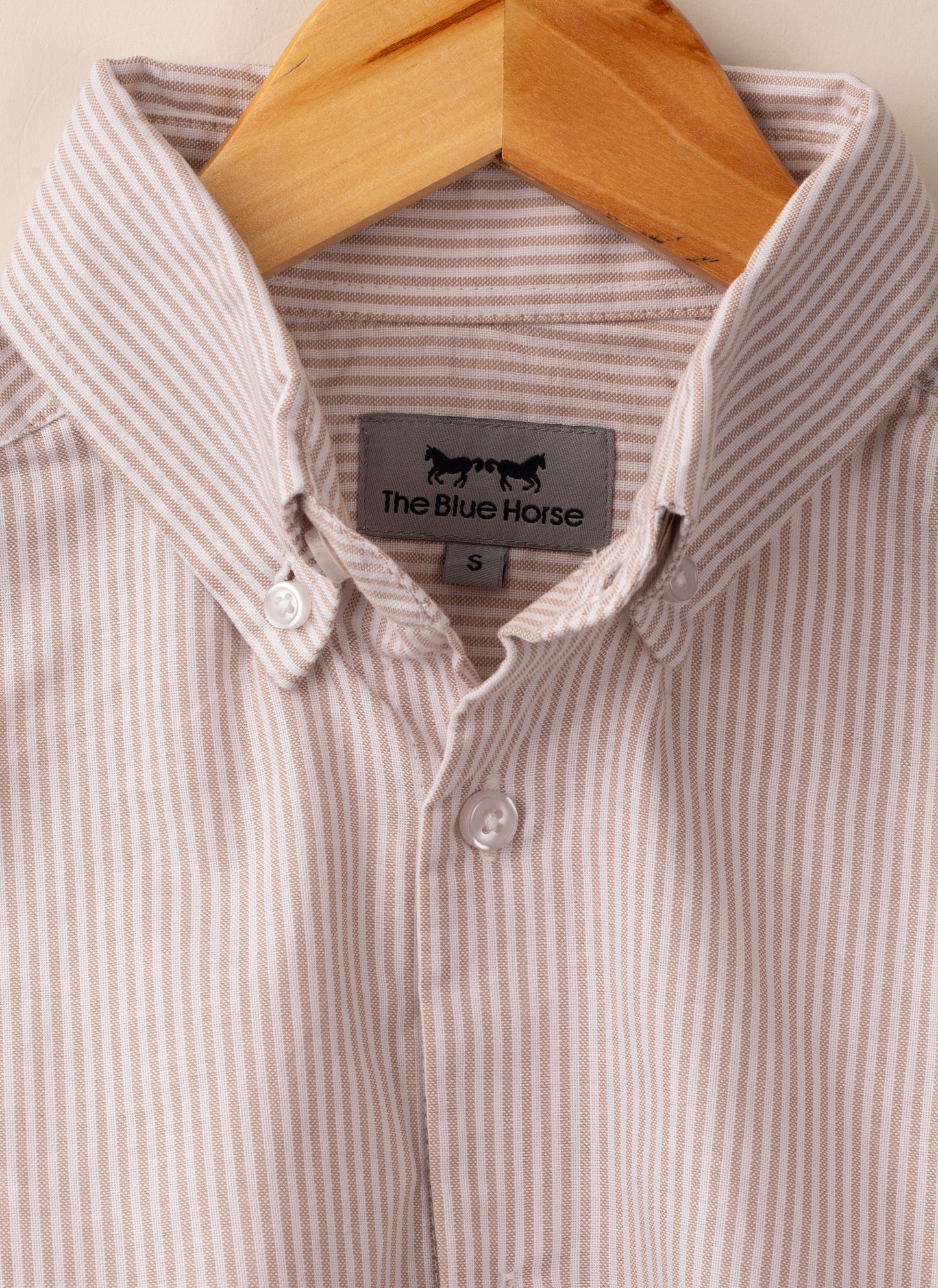 Camisa Oxford Rayas Café Camello