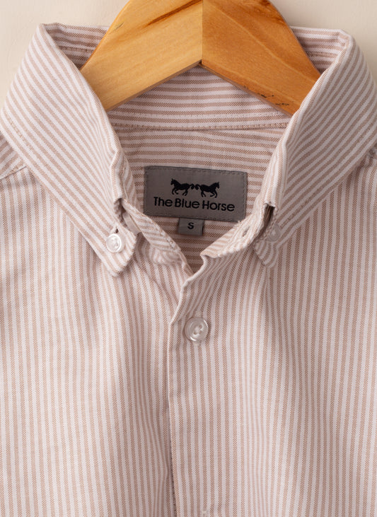 Camisa Oxford Rayas Café Camello
