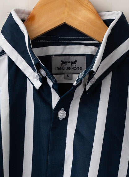 Camisa Oxford Azul Oscuro Rayas