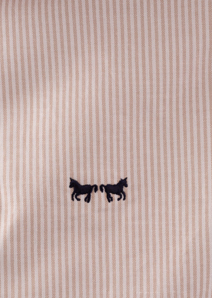 Camisa Oxford Rayas Café Camello