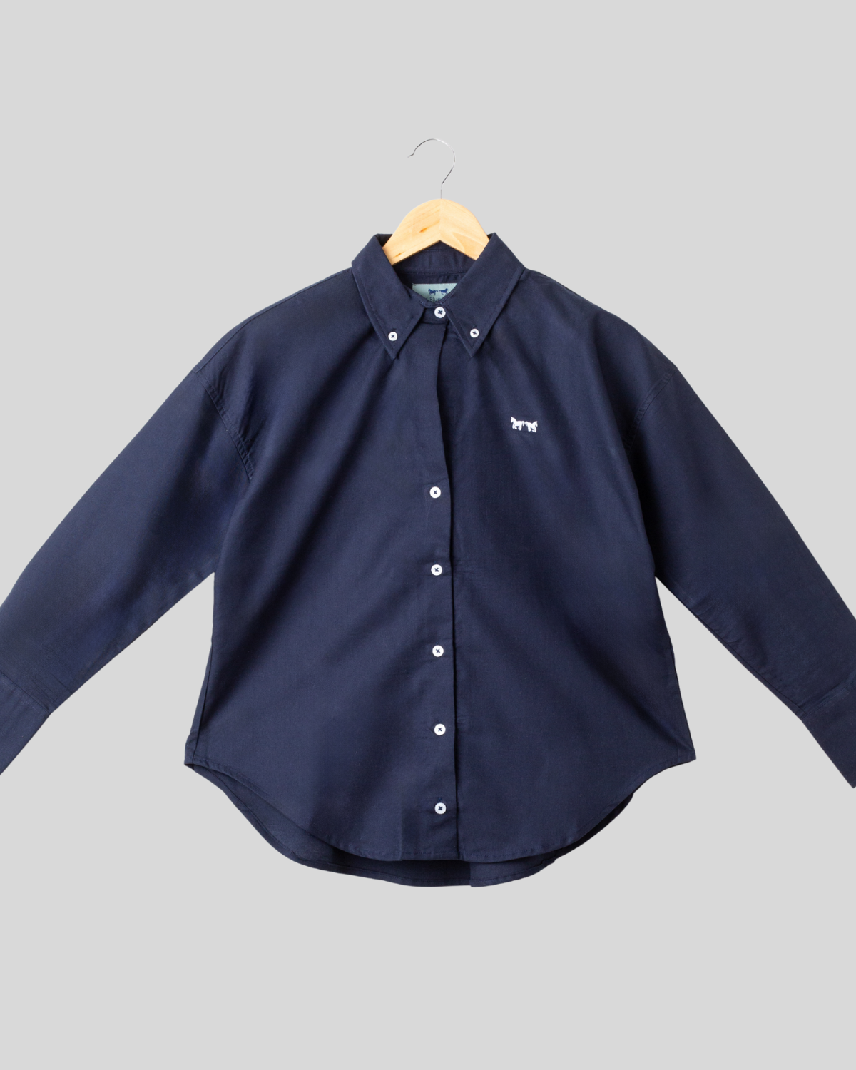 Camisa Oxford Azul Oscuro Mujer