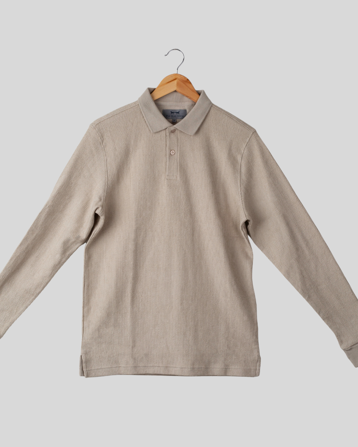 Polo Manga Larga Jacquard Stone