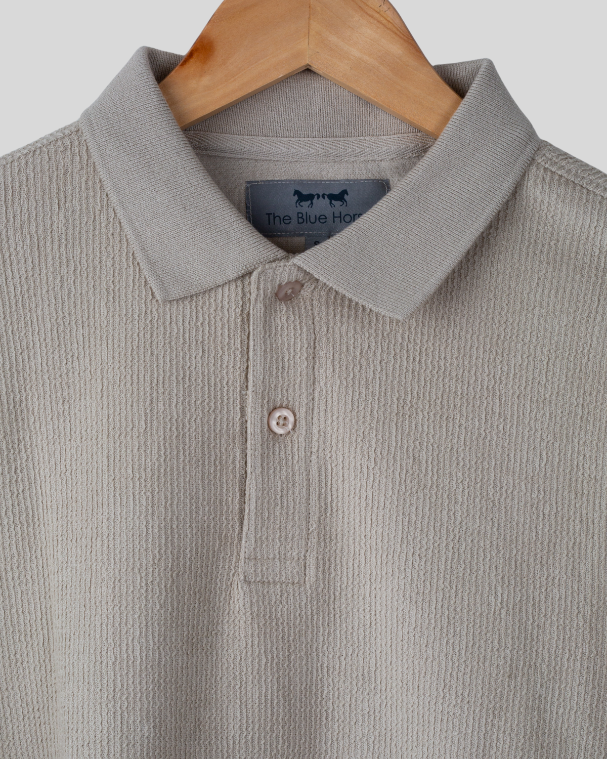 Polo Manga Larga Jacquard Stone