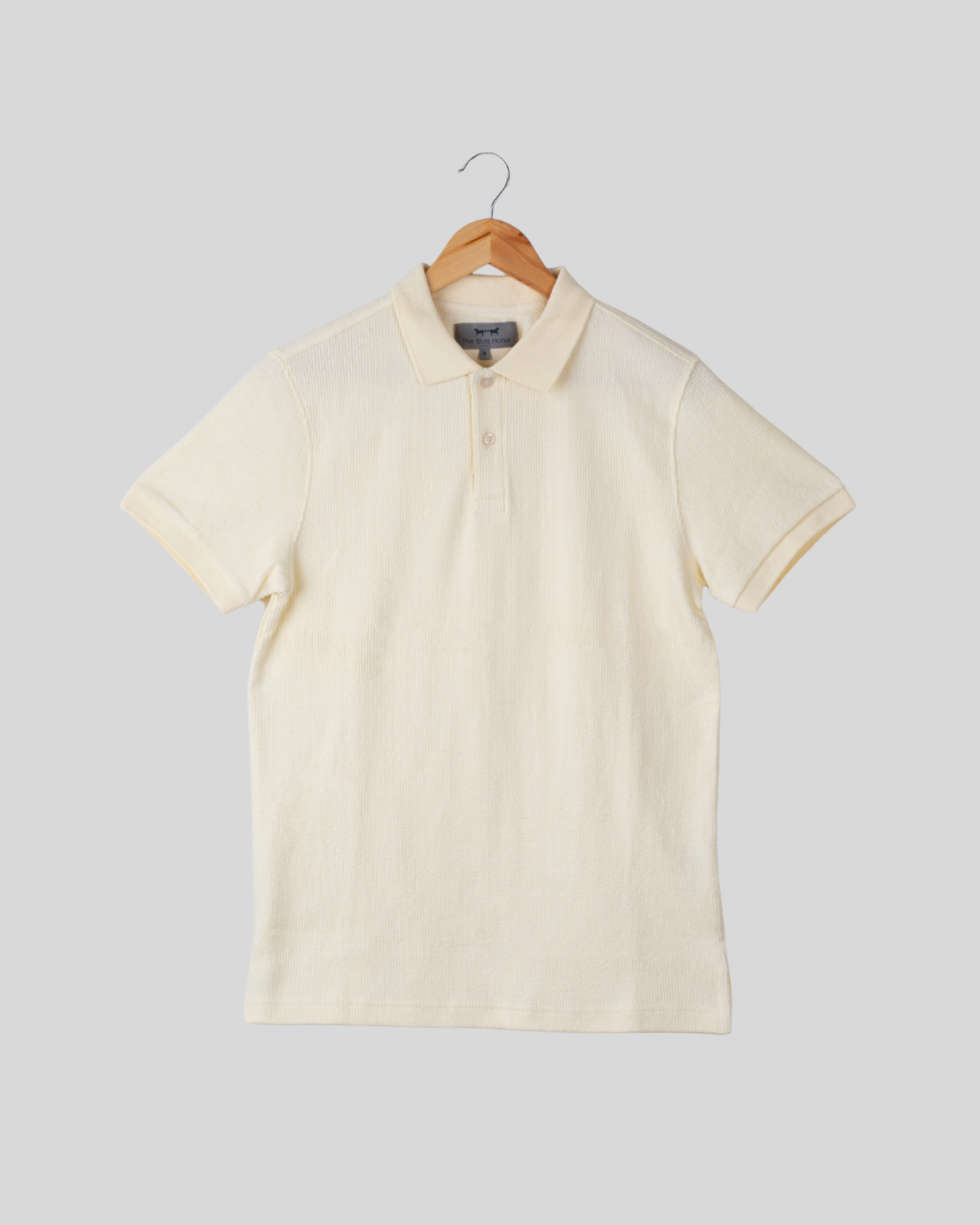 Polo Manga Corta Jacquard Mid White