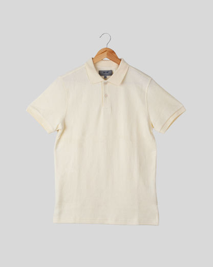Polo Manga Corta Jacquard Mid White