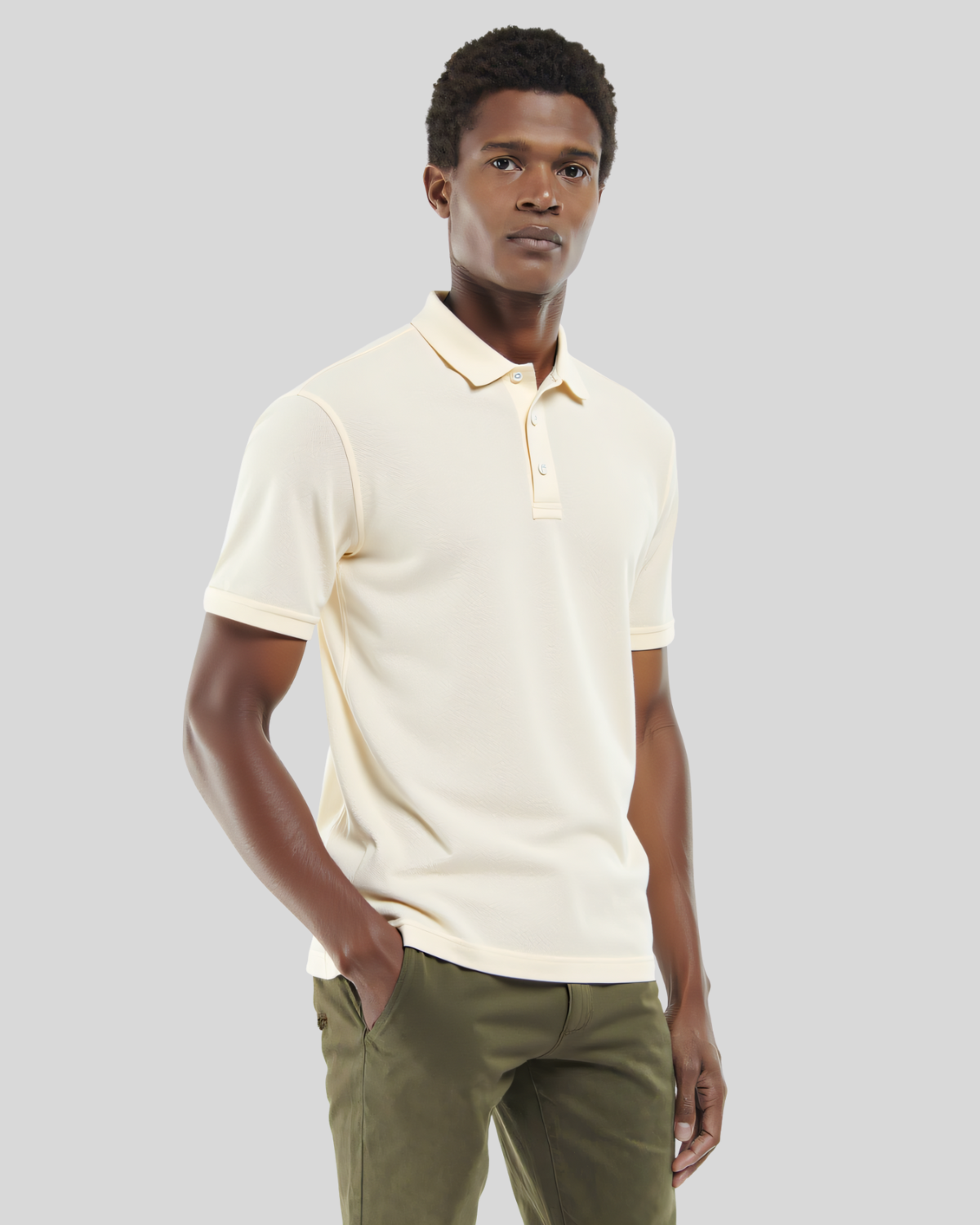 Polo Manga Corta Jacquard Mid White