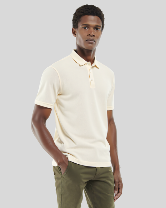 Medio Blanco Jacquard Manga Corta