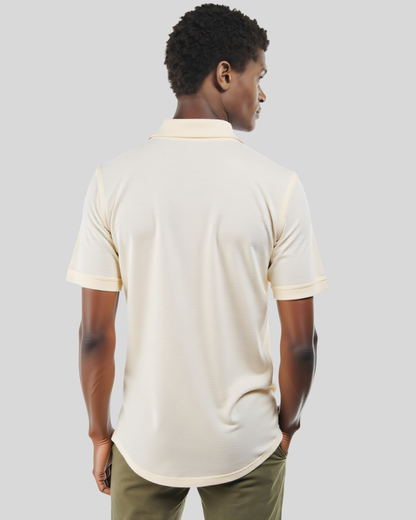 Polo Manga Corta Jacquard Mid White