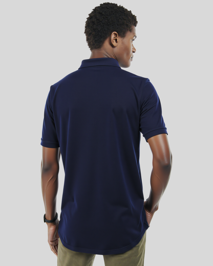 Polo Manga Corta Jacquard Azul Oscuro