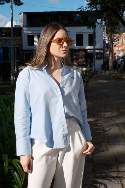 Camisa Oxford Azul Claro Mujer