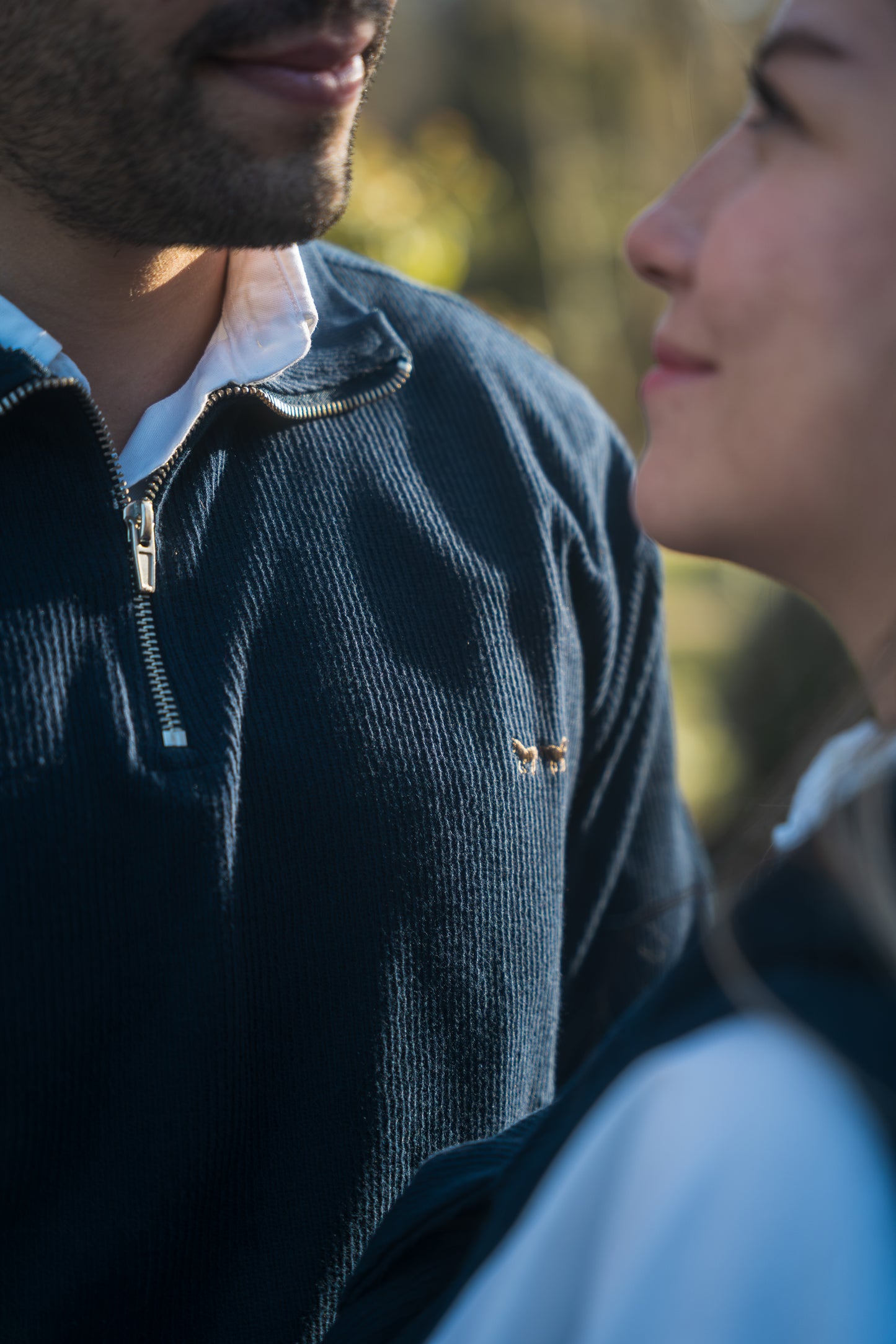 Suéter Halfzip Jacquard Azul Oscuro